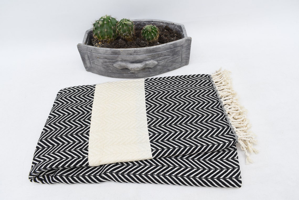 Black Towel Turkish Towel Turkey Towel Herringbone Etsy