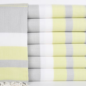 Turkish Towel, Wedding Gift Towels, Striped Peshtemal, 40x75 Inches Turkish Towel for Bath, Sarong Towel, Gray and Pistachio Green Towel,
