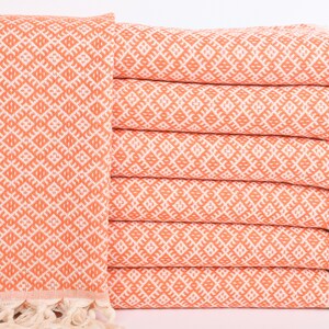 Small Towel, Kitchen Towel, Orange Peshkir, Diamond Dishcloth, 20x38 Inches Gift For Her, Bulk Order Washcloth, Tea Peshkir,