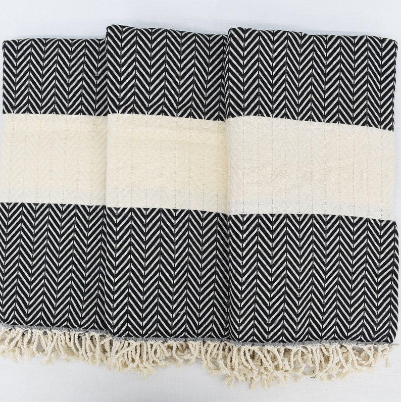 Black Towel Turkish Towel Turkey Towel Herringbone Etsy