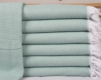 Turkish Bedspread, Picnic Blanket, Chevron Bedcover, 71x87 Inches Table Cover, Wholesale Bedspread, Mint Blanket, Decorative Bedspread,