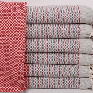Turkish Beach Towel Personalized, Personalized Towel, Red-Turquoise Towel, Striped Towel, 40x63 Inches Bachelor/Bachelorette Party Favors,