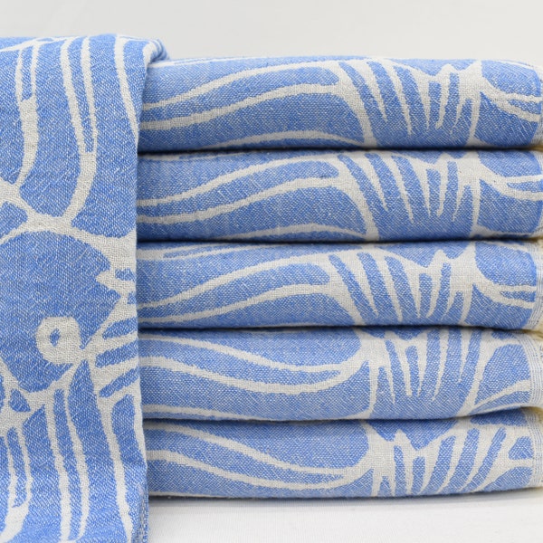 Blue Towel, Turkish Bath Towel, 36x70, Fish Design Towel, Pool Towel, Pareo Towels, Turkey Towel, Soft Cotton Towel, Camping Towel Bll-Blk