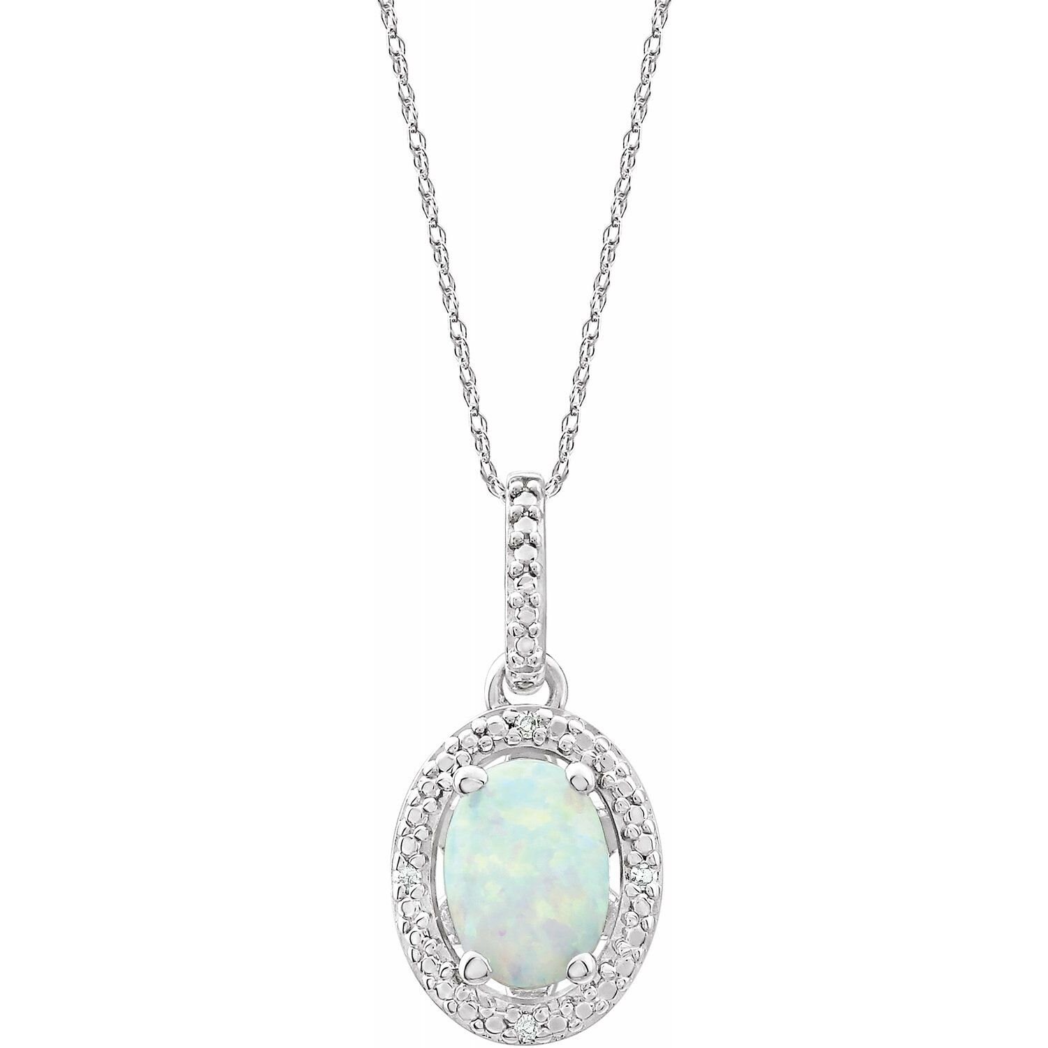 Opal & Diamond Halo Sterling Silver Pendant | Etsy