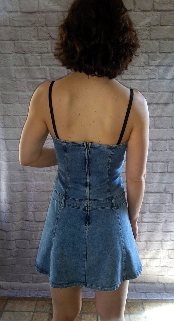 Vintage 90's 1990's Dmbm Jean Dress, Fitted Denim… - image 4