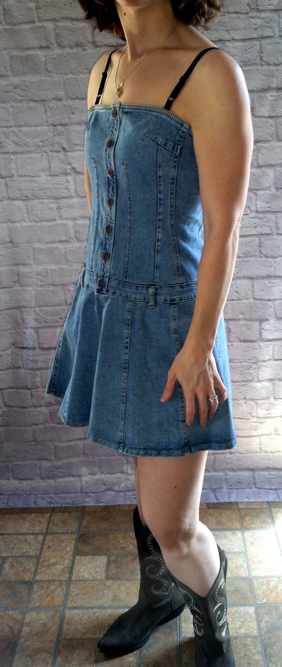 Vintage 90's 1990's Dmbm Jean Dress, Fitted Denim… - image 2