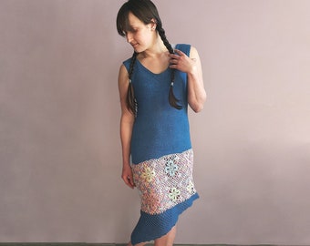 Crochet dress midi summer beach knit tank floral dress
