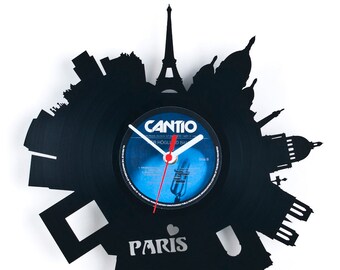 Wall clock - vinyl record - reuse - clock - recycling - sustainable design - wall decoration- Paris