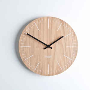 Wooden wall clock modern minimal design home decor natural wood large wall clock handmade silent movement image 1