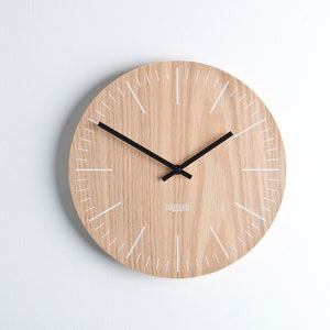 Wooden wall clock - modern minimal design - home decor - natural wood- large wall clock - handmade - silent movement