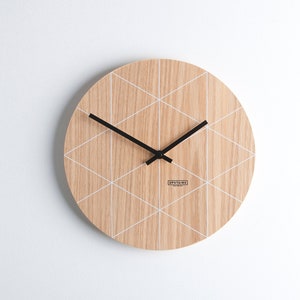 Wooden wall clock - modern minimal design - home decor - natural wood- large wall clock - handmade - silent movement