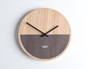 Wooden wall clock - modern minimal design - home decor - natural wood- large wall clock - handmade - silent movement