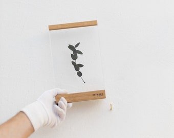 Floating frame -Transparent frame- Herbarium - Botanical art - Decor - Paper collage - Minimalistic design -  minimalism- Scandinavian-A5