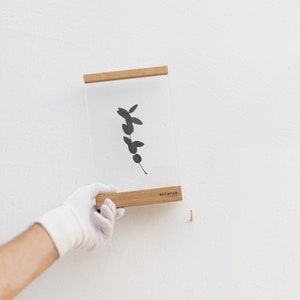 Floating frame -Transparent frame- Herbarium - Botanical art - Decor - Paper collage - Minimalistic design -  minimalism- Scandinavian-A5