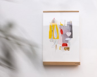 Floating frame -Transparent frame- Herbarium - Botanical art - Decor - Paper collage - Minimalistic design -  minimalism- Scandinavian-A4