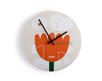 Wooden clock - silent movement - modern minimal design - home decor - abstract - large wall clock - wood - art- wall clocks