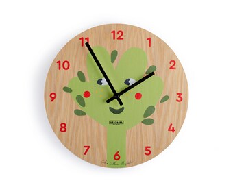 Wooden Kids clock - silent movement - modern minimal design - home decor - children - large wall clock - eco materials