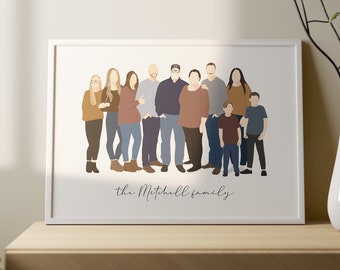 Personalized Christmas Gift Family Portrait | Memorial Gift (Digital File)