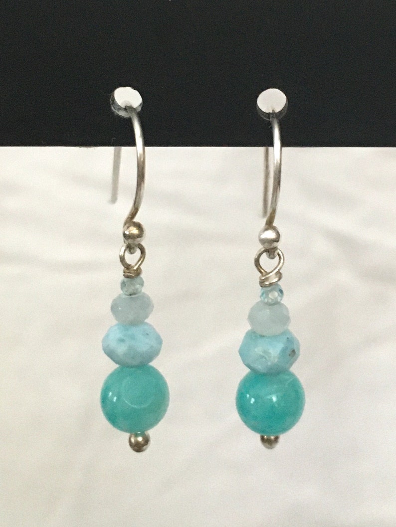 larimar and aquamarine drop earrings Amazonite