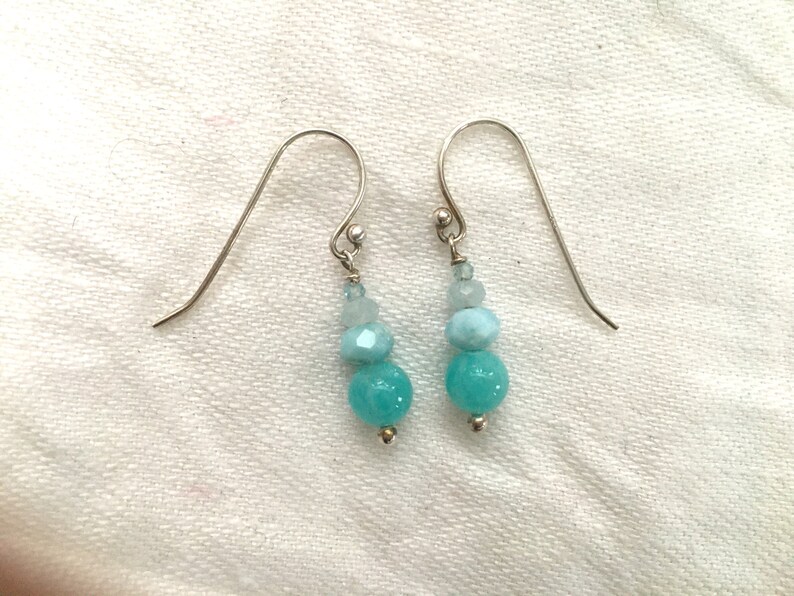 larimar and aquamarine drop earrings Amazonite