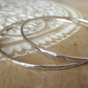 Hammered Sterling Silver Bangle Bracelet: Stacking Bohemian Jewelry