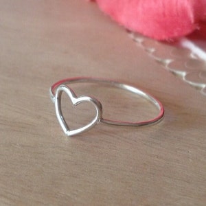 Sterling Silber Offenes Herz Ring: Zierlicher handgemachter Schmuck