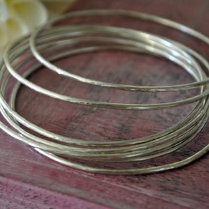 Hammered Sterling Silver Stacking Bangle Bracelet Set