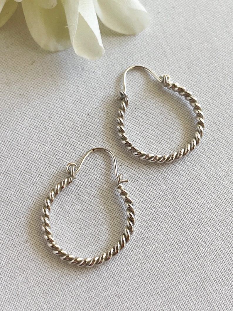 Sterling Silver Twisted Rope Hoop Earrings Medium Hoop Etsy