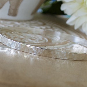 Wide Hammered Sterling Silver Bangle Bracelet: Stacking Boho Chic
