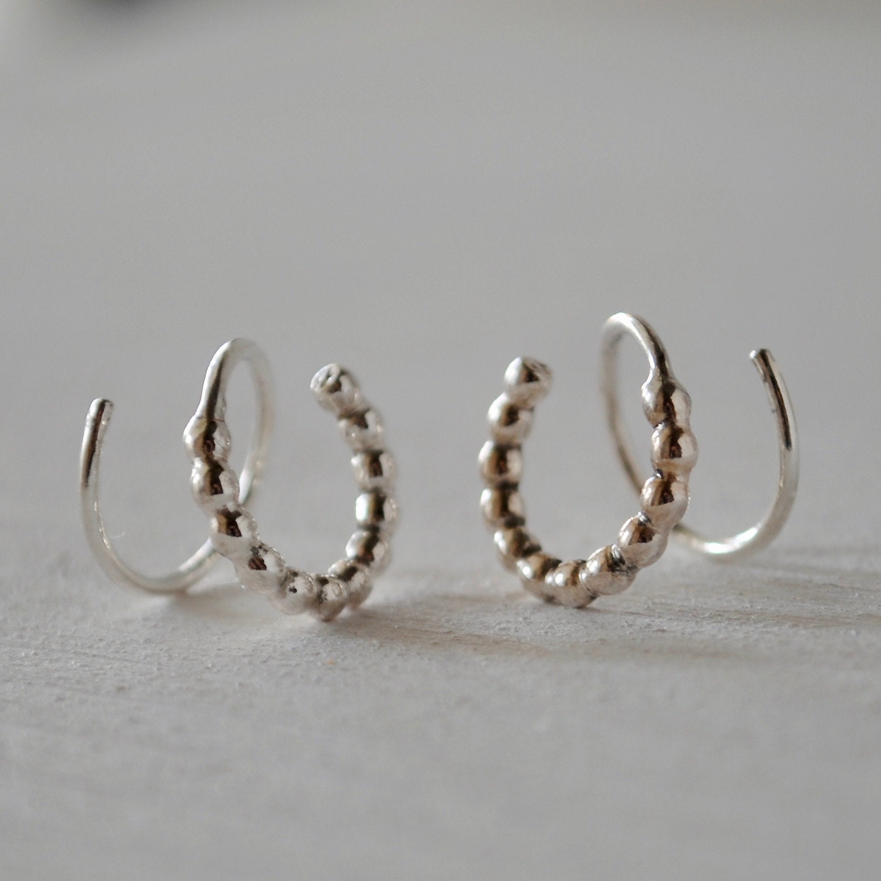  Fake Double Hoop Earrings for Single Pierced Ears in 14K Gold  Filled, Rose Gold Filled or Solid Sterling Silver. Faux Double Mini Ear  Huggie Hoops : Handmade Products