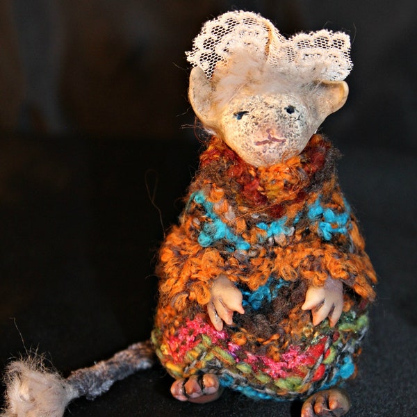 OOAK Artdoll Old Lady Mouse Artist doll