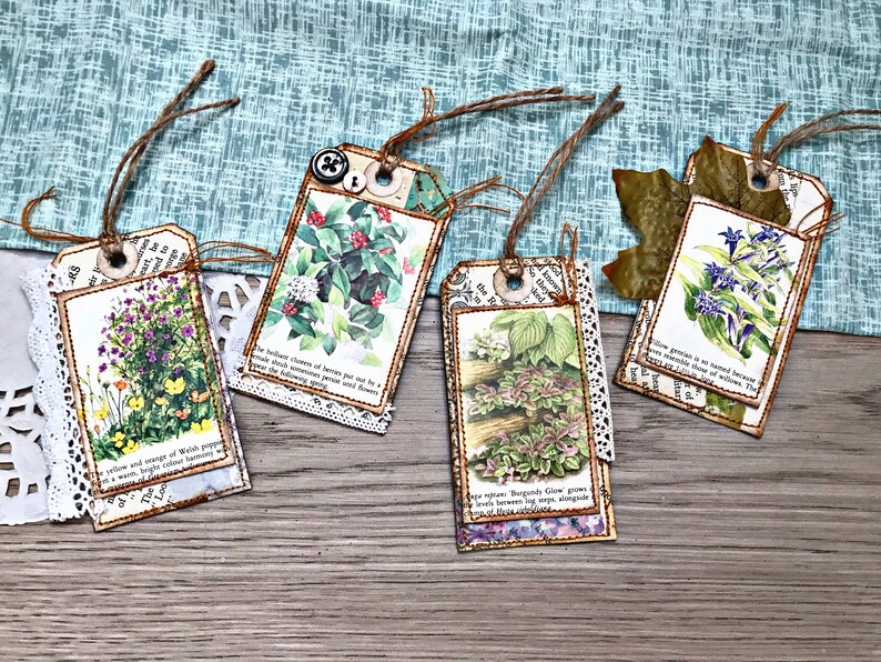 handmade botanical junk journal gift tags with vintage etsy