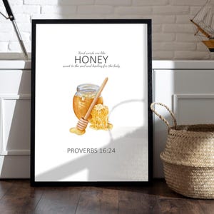 Kind Words Are Like Honey... Proverbs 16:24 - Unframed Christian Art Print