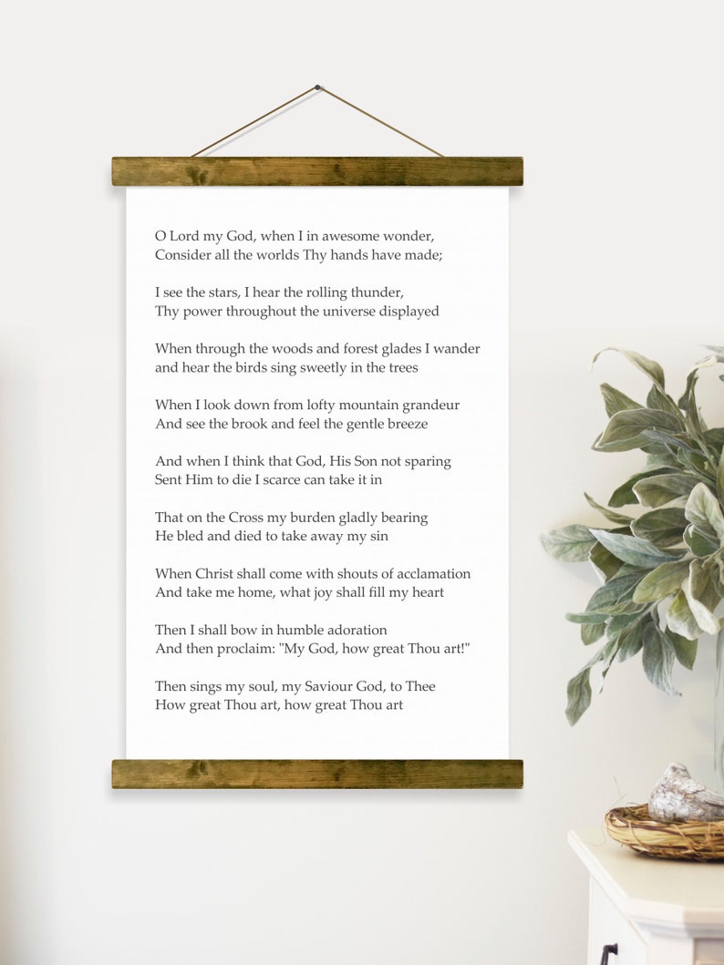 great thou art lyrics inspirational hanging canvas sign etsy