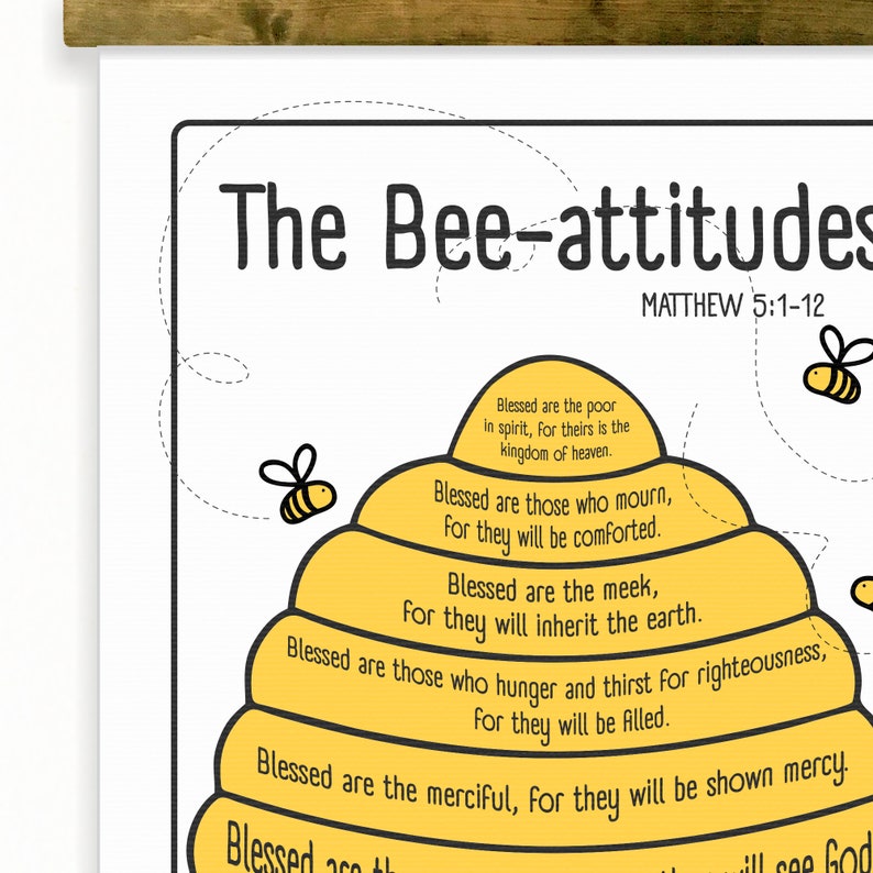 THE BEE ATTITUDES Matthew 5 1 12 Bee s Bible Verse Etsy