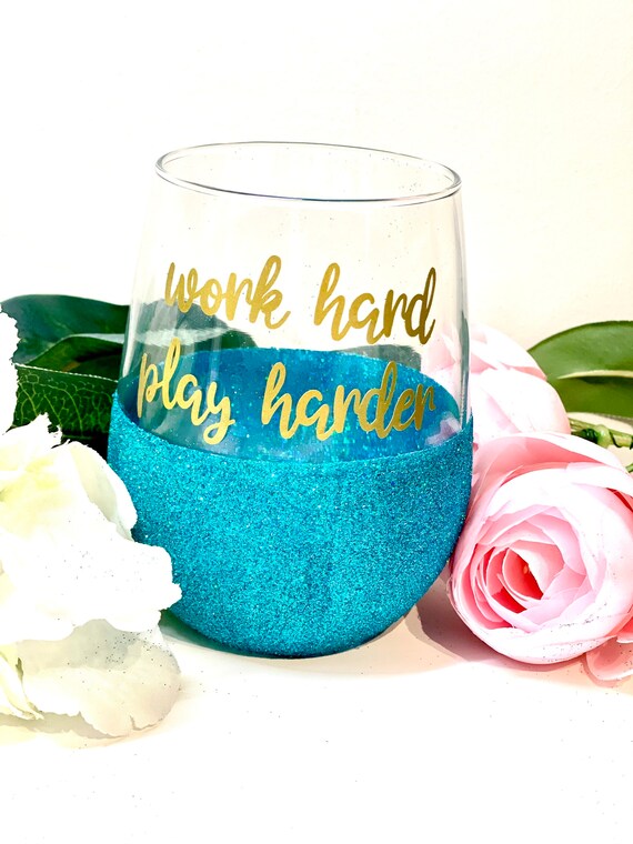 Glitter personalized wine glasses Etsy