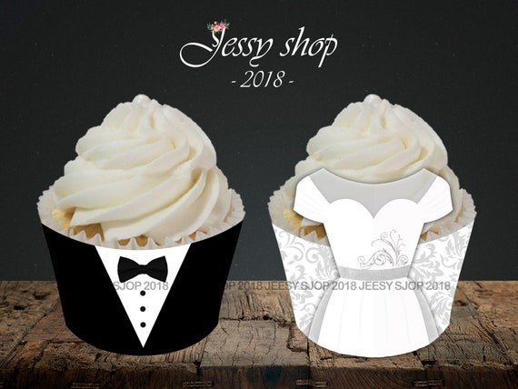 Wedding Cupcake Wrappersdress Cupcake Wrapperbride Cupcake Etsy
