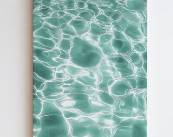 Coastal Canvas Print: Turquoise Ocean Water Reflection, Beach Bathroom Decor
