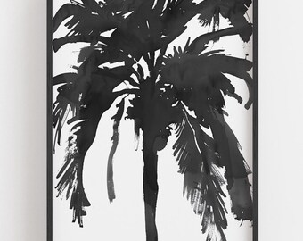 Black Palm Tree Art Print: Minimalist Beach Decor