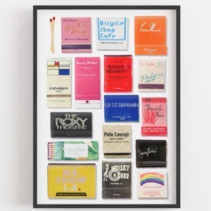 Vintage Los Angeles Matchbook Art Print: Hollywood & Beverly Hills Memorabilia