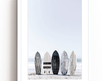 Marble Surfboard Print: Coastal Beach House Decor