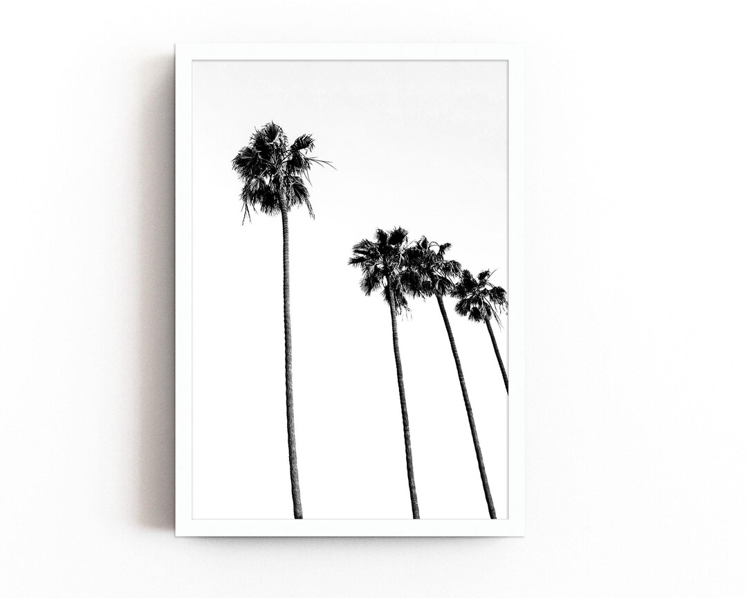 PALM Trees II Minimalist Palm Tree Art Print - Black and White Coastal ...