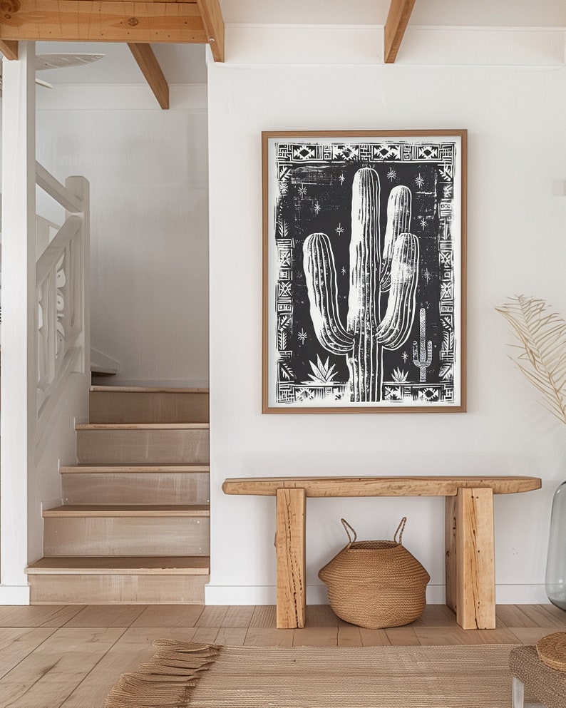 Saguaro Cactus Print: Black and White Southwestern Desert Art - Etsy