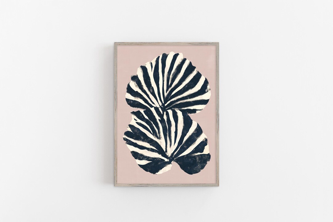 Abstract Botanical Wall Art Print, Black and White Leaf Artwork, Modern ...