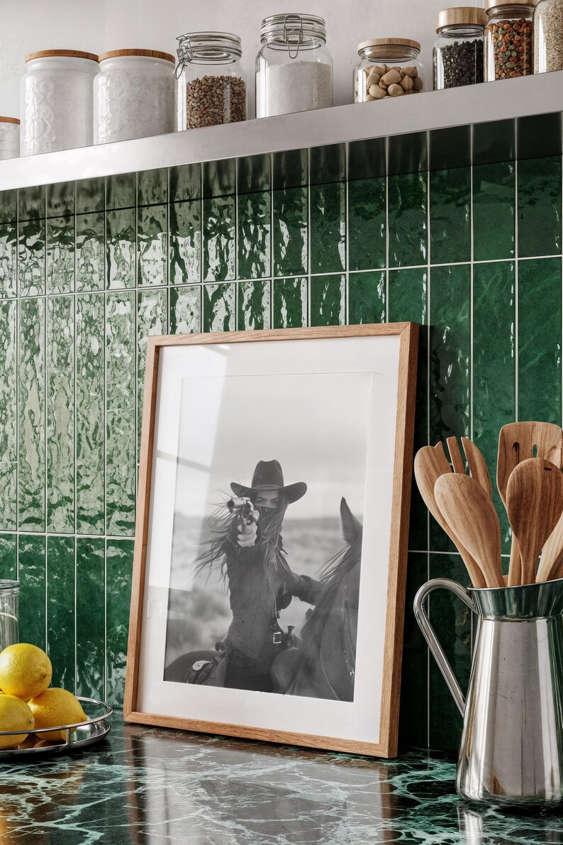 Bandit Queen Cowgirl Art Print: Black and White Western Horse Rider Giclee image 14