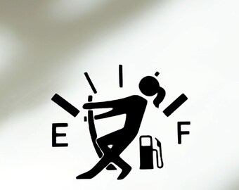 Almost empty gas gauge decal
