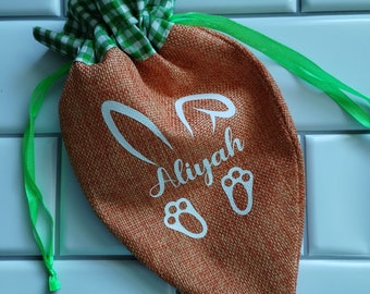 Personalized Carrot Favor Bag|Carrot Shaped Bag| Easter Favor Bag| Carrot Treat Bag| Burlap Carrot|Easter Gift|Easter Basket Filler|Carrot
