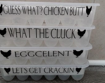Funny Egg Container, Reusable Egg Container, Plastic Egg Carton, Punny Egg Carton, Kitchen Decor, Farmhouse Kitchen Decor
