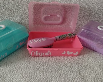 Personalized Caboodle Like Box w/ matching hairbrush - Accessory Box