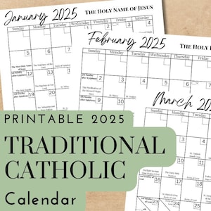 Printable 2025 Traditional Catholic Calendar | Liturgical Calendar | Downloadable .PDF | TLM Calendar